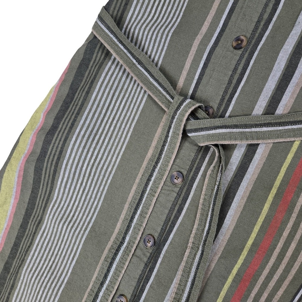 Liz Claiborne Womens Linen Blend Striped Button Front Midi Dress Olive Green S - Picture 7 of 7